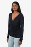 Elie Tahari Black V-Neck Ruched Long Sleeve Top Size S