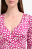 Diane von Furstenberg Pink/White Patterned Wrap Midi Dress Size 4