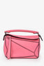 Loewe Pink Leather Mini Puzzle Bag with Strap