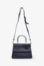 Christian Dior Blue Leather Top Handle Bag With Strap