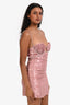 For Love & Lemons Pink Lace Crystal Embellished Corset Top Mini Dress Size M