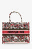 Christian Dior 2021 Multicolour Canvas Embroidered Medium Butterfly Print Book Tote