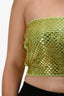 Retrofête Neon Green Gold Beaded Strapless Theo Top Size M