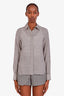 Celine Black/White Silk Plaid Button Down Shirt Size 36