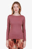 Brunello Cucinelli Burgundy Cashmere Long Sleeve Shirt Size XS