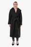 Max Mara Grey Wool Cashmere Hooded Coat Size 12
