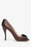 Prada Bronze Metallic Leather Peep Toe Heels Size 37