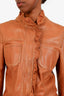 Red Valentino Brown Braided Leather Ruffle Jacket Size 42