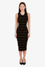 ALC Black Striped Sleeveless Ribbed Knit Maxi Dress Size S