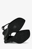 Paris Georgia Black Leather Silver Button 'Valentina' Sandal Wedge Size 40