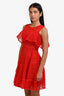 Maje Red Mesh Lace Off Shoulder Mini Dress Size 1