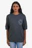 Hermès Grey Cotton Terry Short Sleeve Embroidered Quarter-Sleeve Sweatshirt Size S