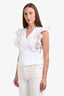 Ganni White Cotton Ruffle Sleeve Wrap Top Size S