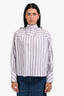 Ganni Pink Cotton Misty Lilac Stripe Long-Sleeve Shirt Size XS