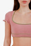 Guizio Pink Wool Scoop Neck Knit Crop Top with Mini Skirt Size XS/S