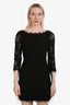 Diane von Furstenberg Black Lace 3/4 Sleeve Mini Dress Size 4