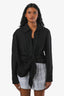 Top Jacquemus Le Papier en coton noir à manches longues, faux cache-cœur, taille 38