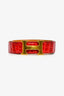 Hermès 2011 Red Crocodile Porosus Hammered H Buckle Belt Size 90