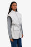 Fabiana Filippi Light Grey Leather Cinched Waist Convertible Safari Jacket Estimated Size XS