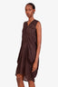 Rick Owens Brown Draped Sleeveless Midi Dress Size US 2