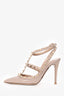 Valentino Beige Patent Rockstud Pointed Toe Heels Size 35