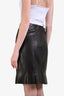 Pre-loved Chanel™ 2004 Black Lambskin Leather Interlocking CC Midi Skirt Size 38