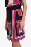 Hermès Navy/Red/Purple Patterned Silk Skirt Size 40