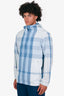 Burberry Blue Nylon Checked Quarter Zip Jacket Size M Mens