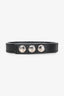 Saint Laurent Black Leather Silver Pyramid Stud 'Trois Clous' Bracelet