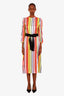 Olivia Rubin Multicolour Silk Sequin Bow Striped Dress Size 4