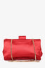 Roger Vivier Red Satin 'Soft Flowers' Pochette With Chain