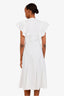 Chloe White Cotton Ruffled Midi Dress Size 36