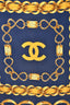 Pre-loved Chanel™ Navy Blue/Yellow Silk Chainlink Graphic Scarf