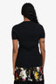Pre-loved Chanel™ Black Ribbed Cotton Silk Knit Short Sleeve Top Size 42
