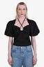 Frame Black Cotton Puff Sleeve 'Tie-Neck' Top Size XS