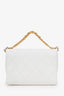 Pre-loved Chanel™ 2022+ White Lambskin CC Crystal Logo Small Flap Bag