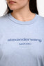 Alexander Wang Blue Glitter Logo Long Sleeve Top Size L