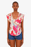 Isabel Marant Etoile Pink/Multicolour Tie-dye Print T-shirt Size M