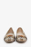Gucci Cream/Brown Canvas Bamboo Horsebit Flats Size 10