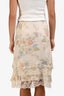 Max Mara Cream/Orange Silk Lace Midi Skirt Size 2
