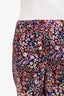 Maje Black/Pink Floral Print Ruffle Detail Pants Size 40