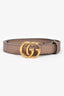 Gucci Taupe Leather Thin GG Marmont Belt Size 80/32
