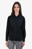 Max Mara Black Poplin Leather Toggle Top Size 4
