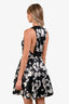 Alice and Olivia Black/Cream Floral Deep V Mini Dress Size 4