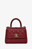 Pre-loved Chanel™ 2022+ Burgundy Caviar Leather Nano Coco Top Handle