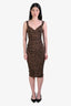 Majorelle Brown Leopard Print Ruched 'Tabitha' Midi Dress Size XS