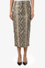 Alexander Wang Beige/Black Goatskin Python Print Pencil Midi Skirt Size 2