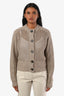 Brunello Cucinelli Light Brown Wool Cashmere Blend Knit Sequin Cardigan Size M
