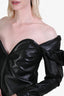 Saint Laurent Black Leather Bustier Pouf Sleeve Mini Dress Size 38