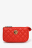 Versace Orange Quilted Leather Medusa Mini Pochette